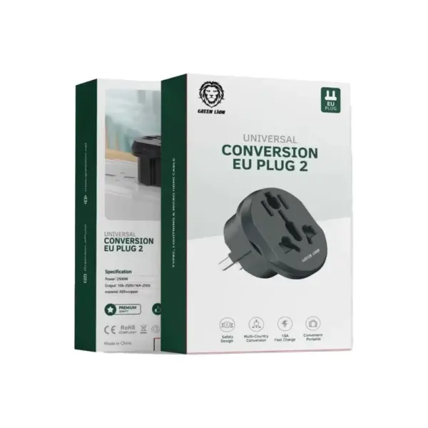 تصویر تبدیل 3 به 2 گرین لاین GREEN LION مدل CONVERSION EU PLUG 2